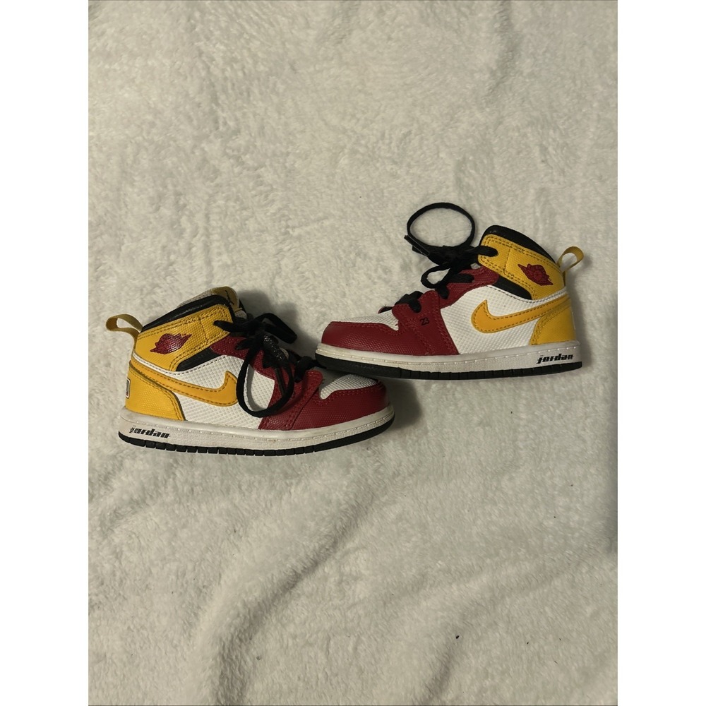 Nike Air Jordan 1 Mid SE Motorsport toddler Sneakers 8C Red/gold/white/black